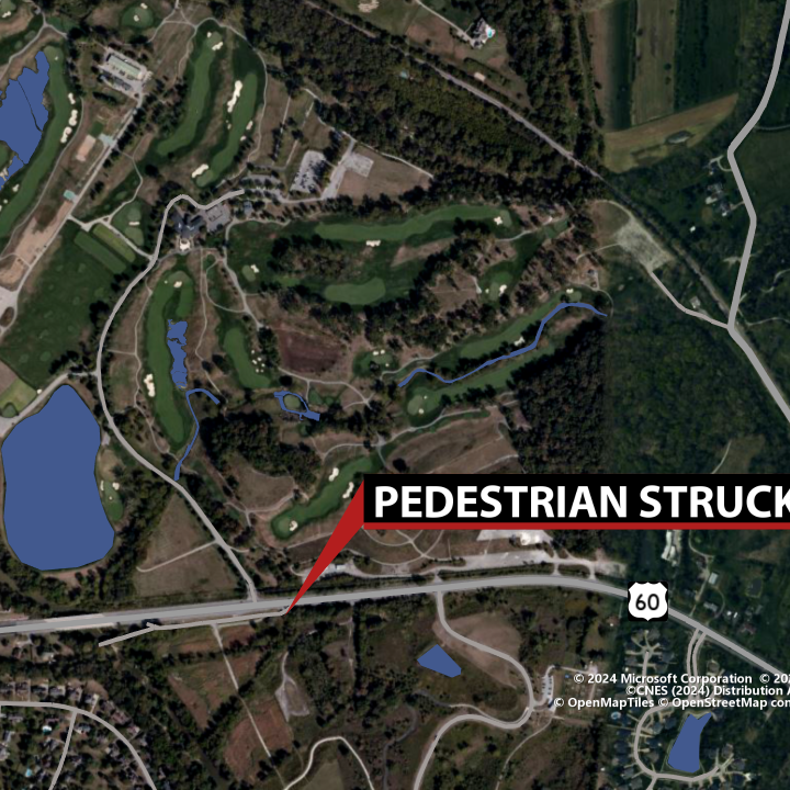 Map of pedestrian struck outside Valhalla Golf Club